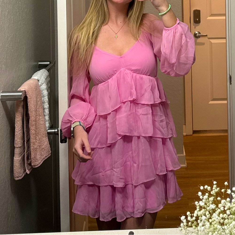 Worn Once Abercrombie & Fitch long sleeve ruffle tiered mini dress